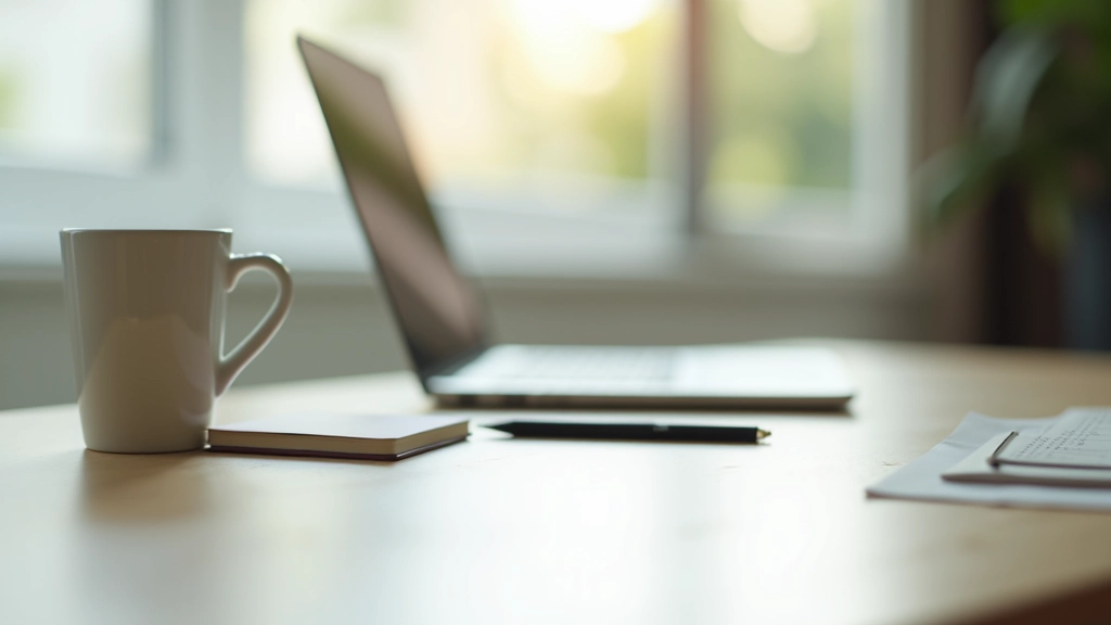 Professional workspace with laptop and learning materials